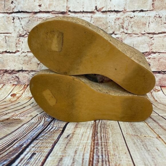 K. Jacques St. Tropez Cork Wedge Sandals In Silver Sz 37 US 5.5-6 - Picture 7 of 8